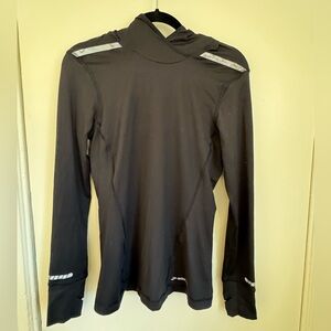 Brooks Running Black Long Sleeve Athletic Top with hood